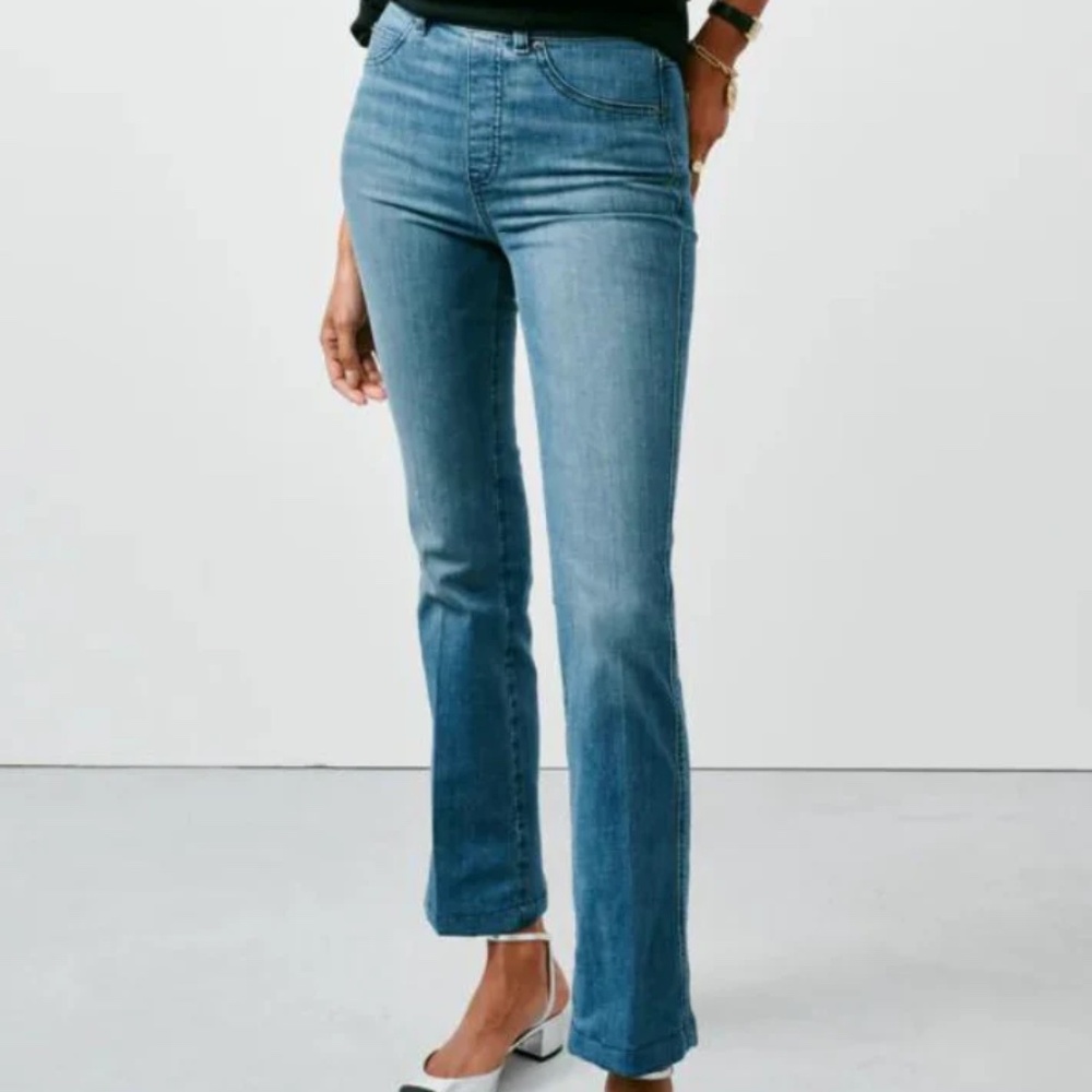 Spanx Denim Cropped Kick Flare Pant, vintage indigo, Petite XS